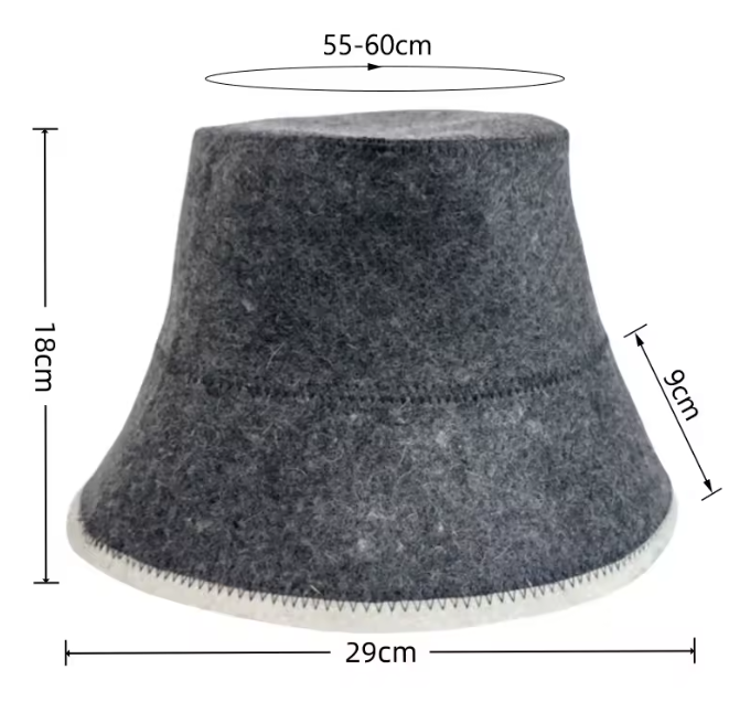 Grey wool bucket sauna hat